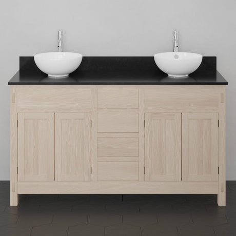 60" Mission Unfinished Red Oak Double Vanity for Vessel Sinks - 34" Height