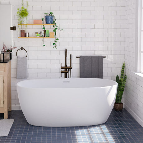 60" Redder Solid Surface Stone Resin Freestanding Bathtub