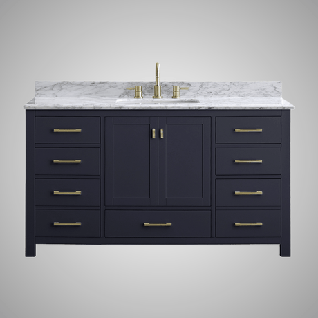 60" Romani Vanity Cabinet for Single Rectangular Undermount Sink - Navy Blue