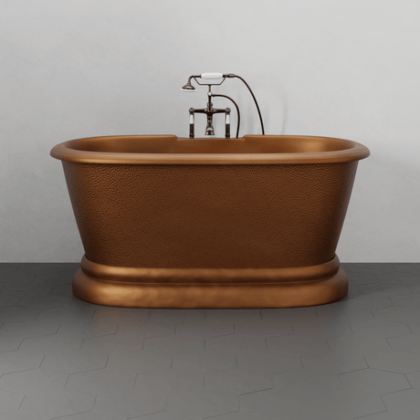 60" Torrance Copper Double-Ended Roll-Top Tub with Pedestal