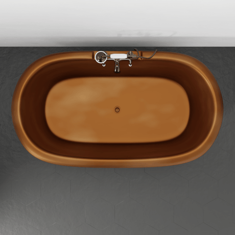 60" Torrance Copper Double-Ended Roll-Top Tub with Pedestal