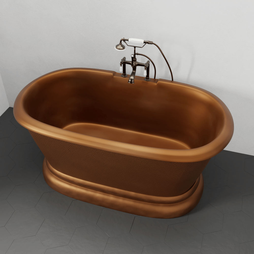 60" Torrance Copper Double-Ended Roll-Top Tub with Pedestal