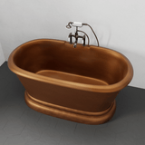 60" Torrance Copper Double-Ended Roll-Top Tub with Pedestal