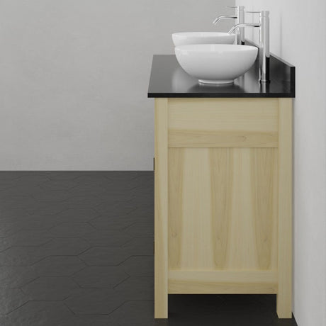 60" Unpainted Shaker Style Poplar Wood Double Vanity for Vessel Sink - 34" Height