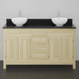 60" Unpainted Shaker Style Poplar Wood Double Vanity for Vessel Sink - 34" Height