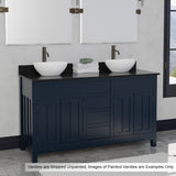 60" Unpainted Shaker Style Poplar Wood Double Vanity for Vessel Sink - 34" Height