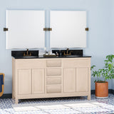 60" Vippis Unfinished Red Oak Raised Panel Double Vanity for Undermount Sinks - 34" Height
