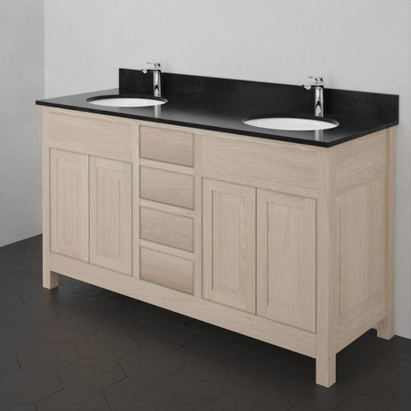 60" Vippis Unfinished Red Oak Raised Panel Double Vanity for Undermount Sinks - 34" Height