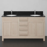 60" Vippis Unfinished Red Oak Raised Panel Double Vanity for Undermount Sinks - 34" Height