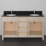 60" Vippis Unfinished Red Oak Raised Panel Double Vanity for Undermount Sinks - 34" Height