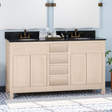 60" Vippis Unfinished Red Oak Raised Panel Double Vanity for Undermount Sinks - 34" Height