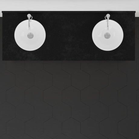 60" Vippis Unfinished Red Oak Raised Panel Double Vanity for Vessel Sinks - 34" Height