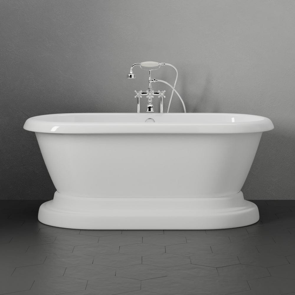 61" Aldine Cast Iron Double-Ended Roll-Top Tub with Pedestal