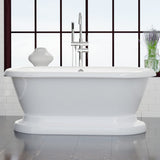 61" Aldine Cast Iron Double-Ended Roll-Top Tub with Pedestal