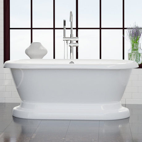 61" Aldine Cast Iron Double-Ended Roll-Top Tub with Pedestal