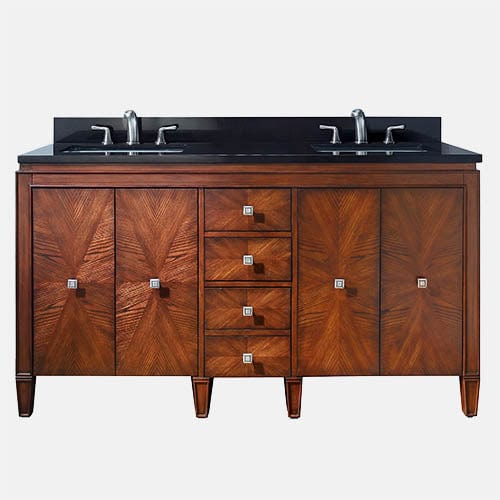 61" Coram Vanity for Double Rectangular Undermount Sinks - New Walnut