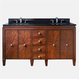 61" Coram Vanity for Double Rectangular Undermount Sinks - New Walnut