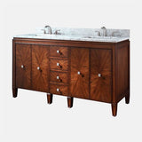 61" Coram Vanity for Double Rectangular Undermount Sinks - New Walnut