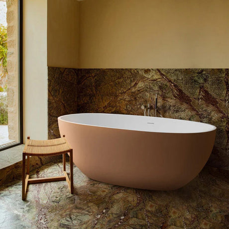 61" Denali Solid Surface Stone Resin Freestanding Bathtub - Gold Exterior