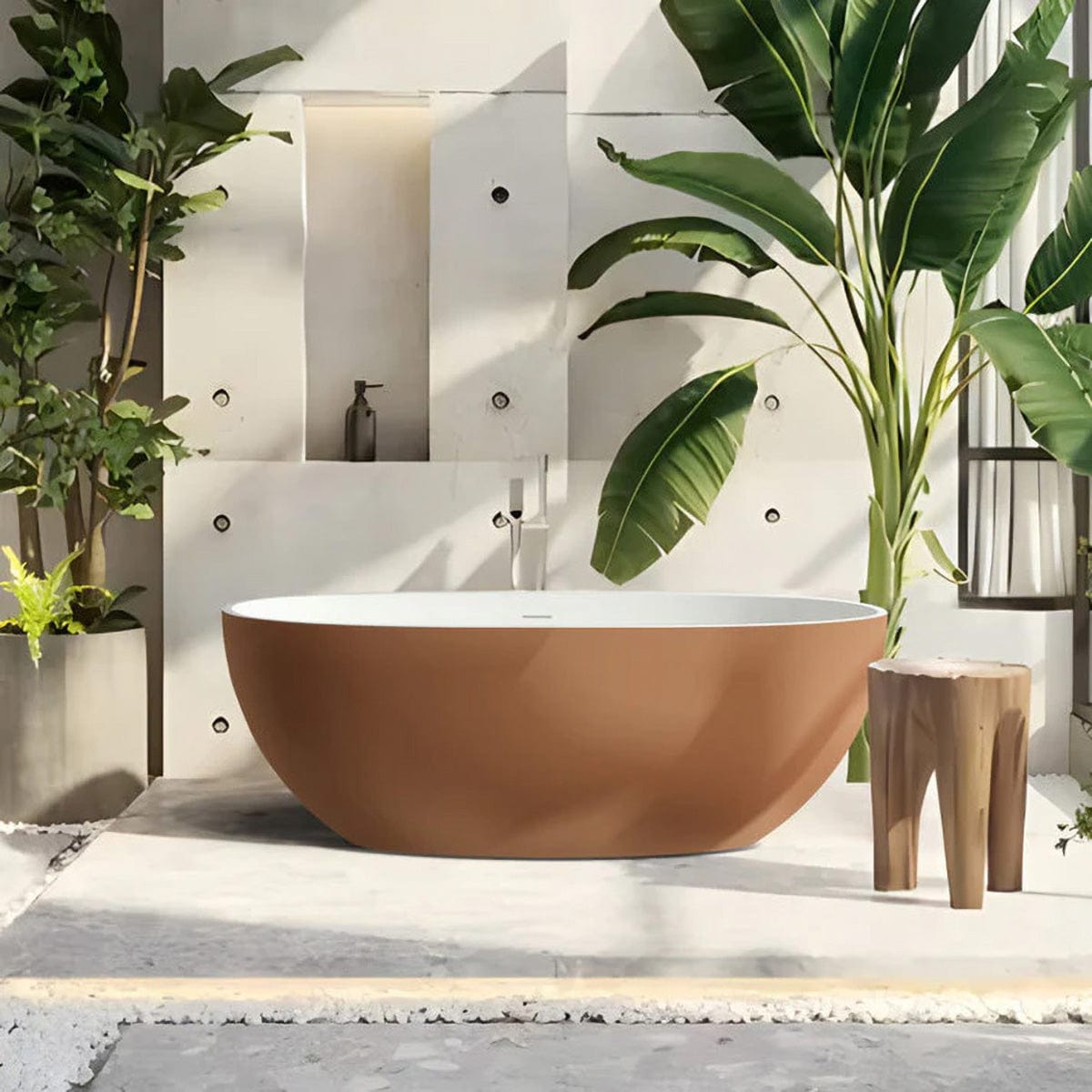 61" Denali Solid Surface Stone Resin Freestanding Bathtub - Gold Exterior