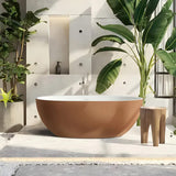 61" Denali Solid Surface Stone Resin Freestanding Bathtub - Gold Exterior