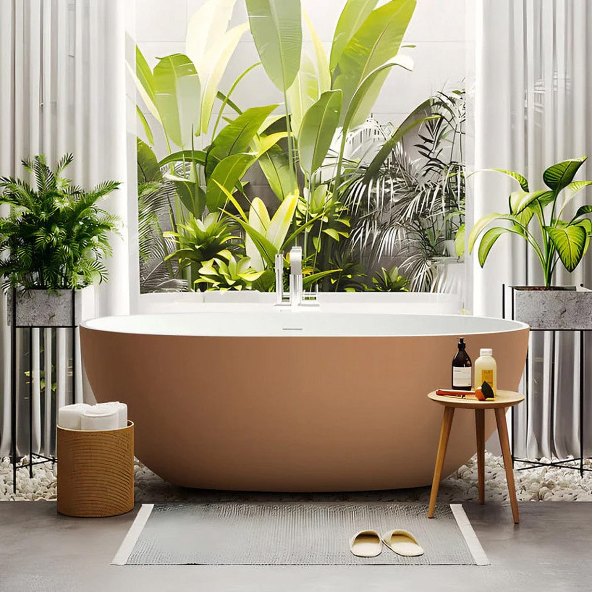 61" Denali Solid Surface Stone Resin Freestanding Bathtub - Gold Exterior