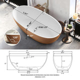61" Denali Solid Surface Stone Resin Freestanding Bathtub - Gold Exterior