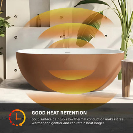 61" Denali Solid Surface Stone Resin Freestanding Bathtub - Gold Exterior