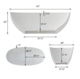 61" Denali Solid Surface Stone Resin Freestanding Bathtub - Gold Exterior