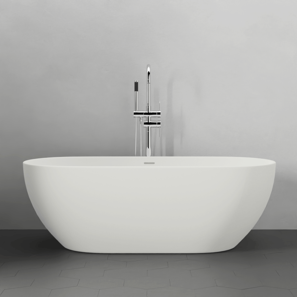 63" Algona Solid Surface Stone Resin Freestanding Bathtub