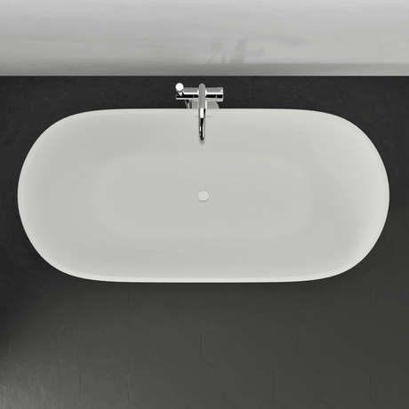 63" Algona Solid Surface Stone Resin Freestanding Bathtub - Glossy Finish with Air Jets