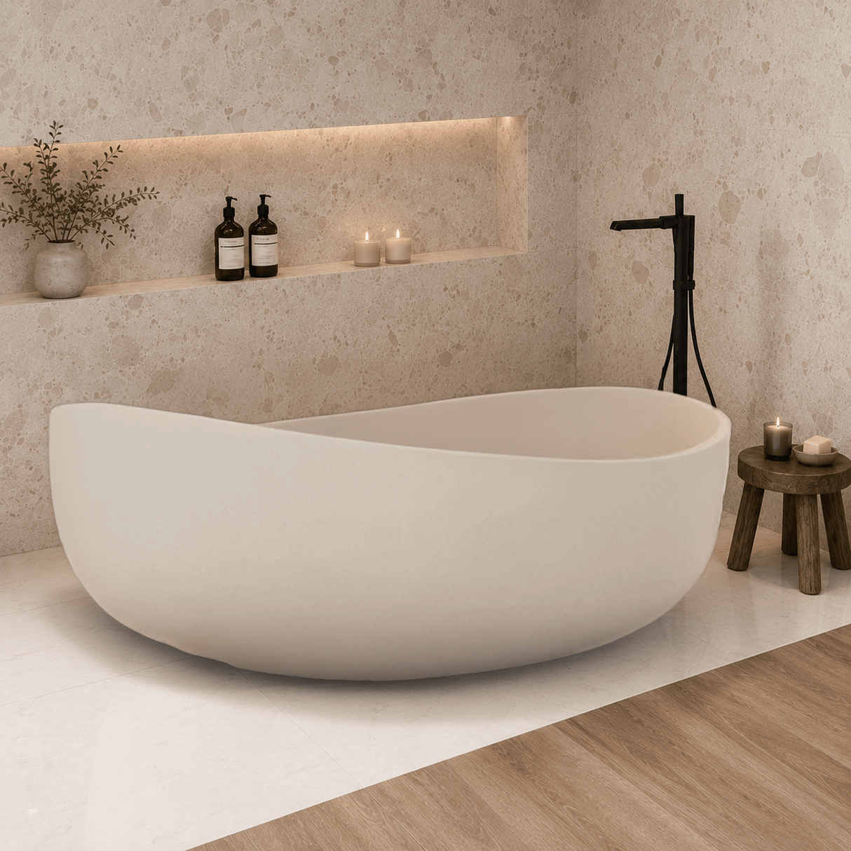 63" Antioch Concrete Double-Slipper Freestanding Tub - Smooth