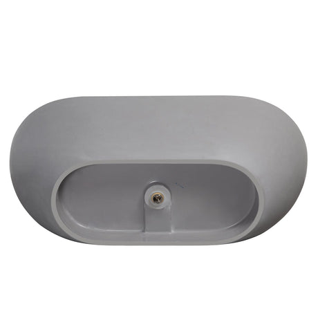 63" Boalt Solid Surface Stone Resin Freestanding Bathtub - Matte Gray Finish