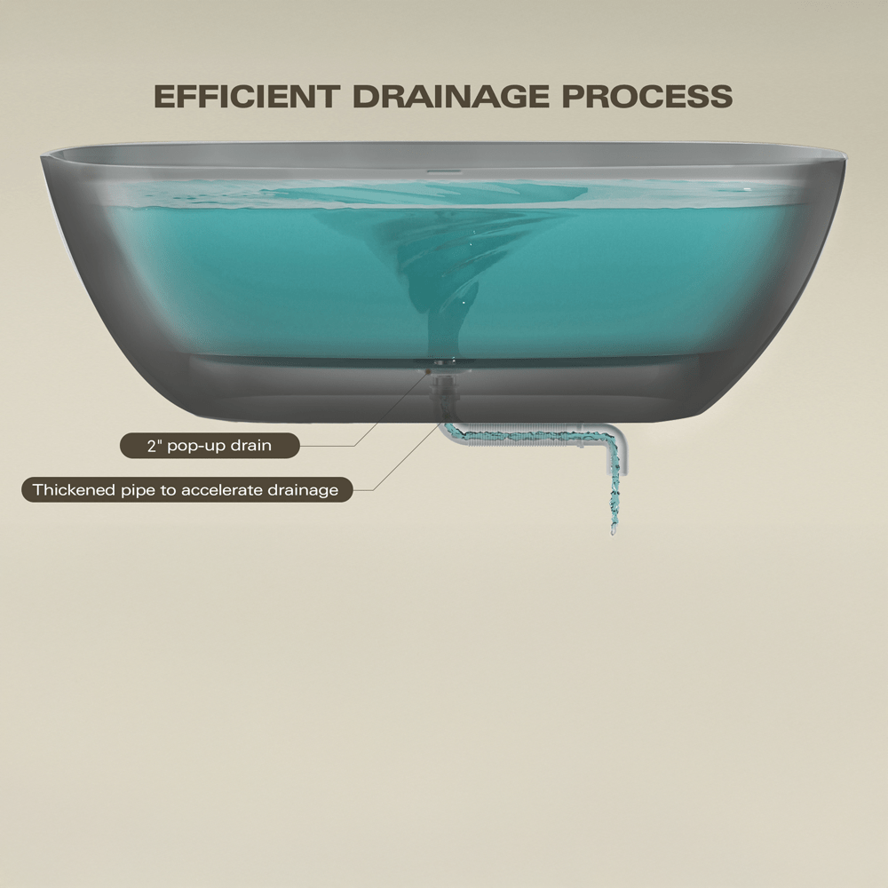 63" Boalt Solid Surface Stone Resin Freestanding Bathtub - Matte Gray Finish