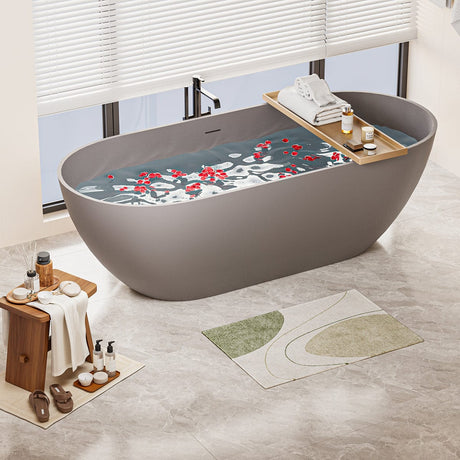 63" Boalt Solid Surface Stone Resin Freestanding Bathtub - Matte Gray Finish