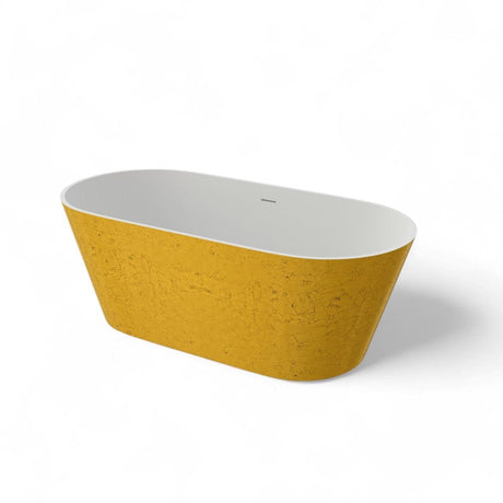 63" Lyttle Solid Surface Stone Resin Freestanding Bathtub - Gold Leaf