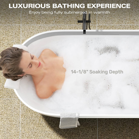 63" Sabin Solid Surface Stone Resin Freestanding Bathtub