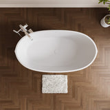 65" Extra Wide Arco Solid Surface Stone Resin Freestanding Bathtub