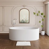 65" Extra Wide Arco Solid Surface Stone Resin Freestanding Bathtub