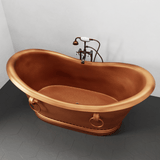 66" Arcadia Copper Double-Slipper Roll-Top Pedestal Tub