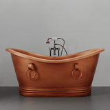 66" Arcadia Copper Double-Slipper Roll-Top Pedestal Tub