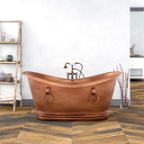 66" Arcadia Copper Double-Slipper Roll-Top Pedestal Tub