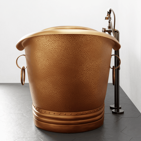 66 Arcadia Copper Double-Slipper Roll-Top Pedestal Tub