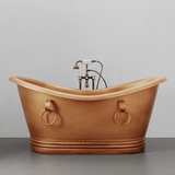 66 Arcadia Copper Double-Slipper Roll-Top Pedestal Tub
