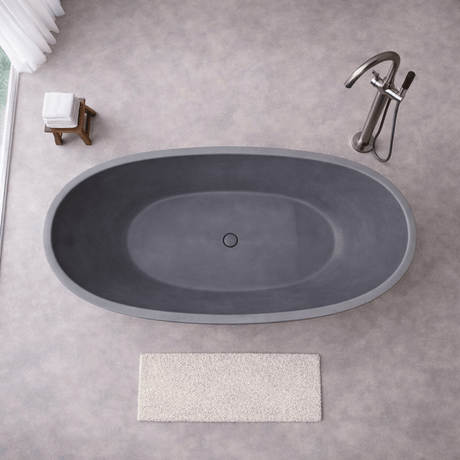 66" Blossom Concrete Oval Freestanding Tub – Natural Concrete Texture