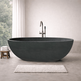 66" Blossom Concrete Oval Freestanding Tub – Natural Concrete Texture