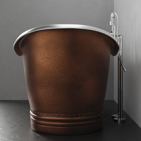 66" Findley Copper Double-Slipper Roll-Top Pedestal Tub - Nickel Interior