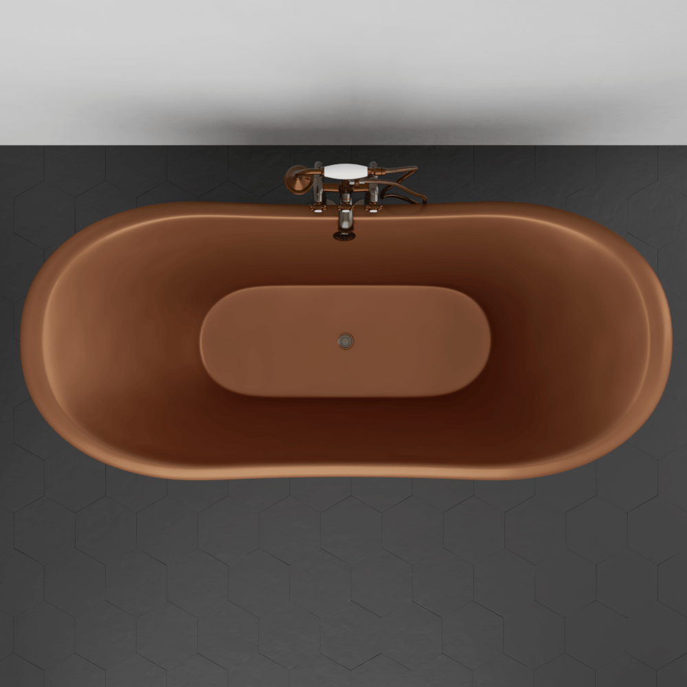 66" Gardena Copper Double-Slipper Roll-Top Pedestal Tub