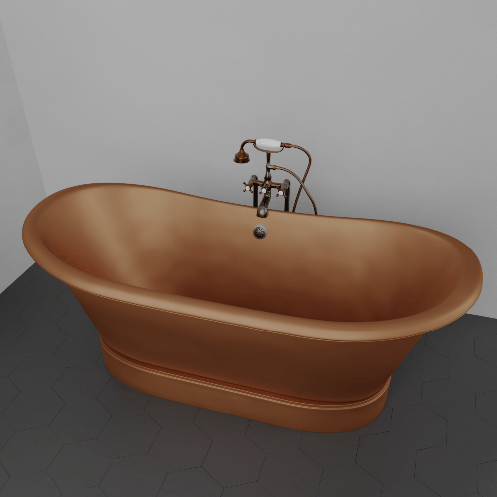 66" Gardena Copper Double-Slipper Roll-Top Pedestal Tub