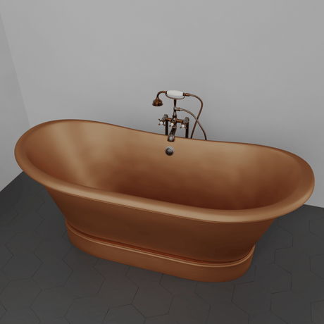 66" Gardena Copper Double-Slipper Roll-Top Pedestal Tub